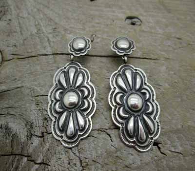 Native American Sterling Silver Repousse Earrings